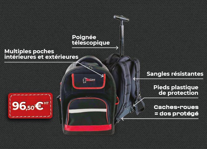 Sac à dos outils à roulettes